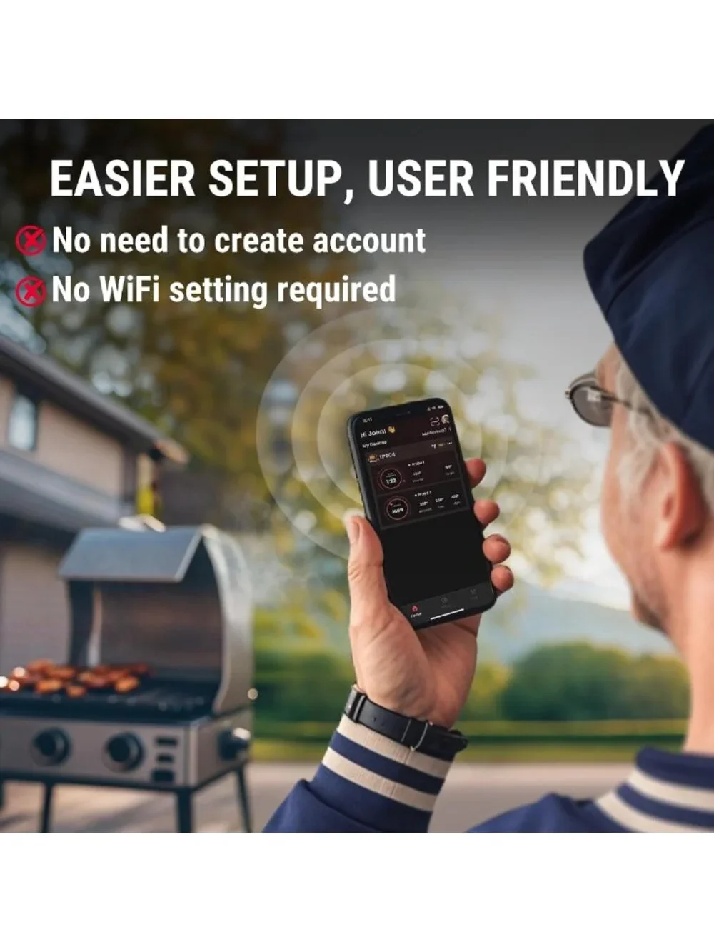 Bluetooth Meat Thermometer with 2 Probes - 450ft Wireless Cooking Tool